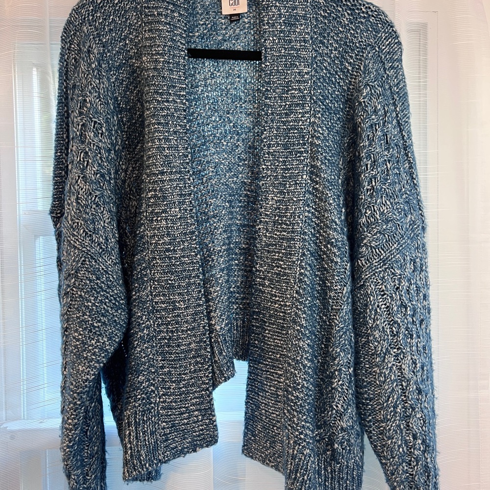 CAbi Blue Chunky Knit Cardigan Sweater
